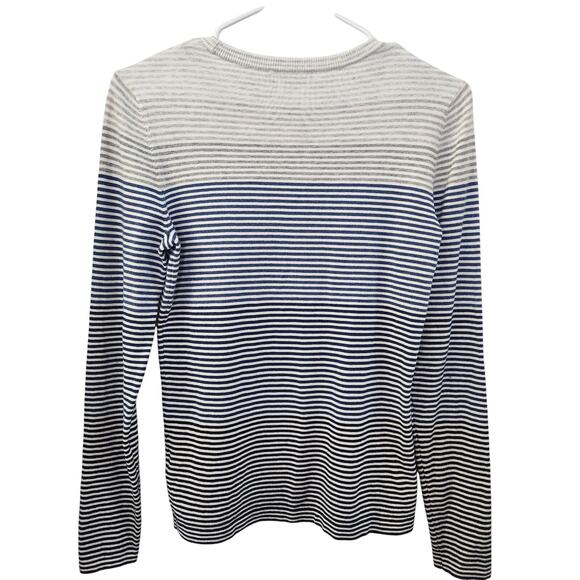 J. McLaughlin Modal Blend Striped Sweater XS Nautical Knit Minimalist Casual - Picture 2 of 8